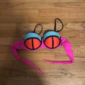 PilyQ bustier bikini top with faux leather detail